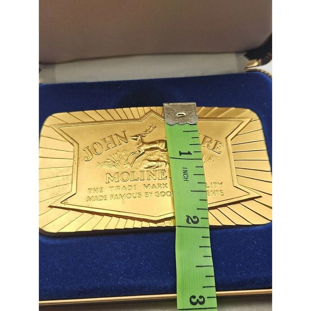 1984 JOHN DEERE Belt Buckle 1936 Historical Trademark 24-Carat Plated Limited